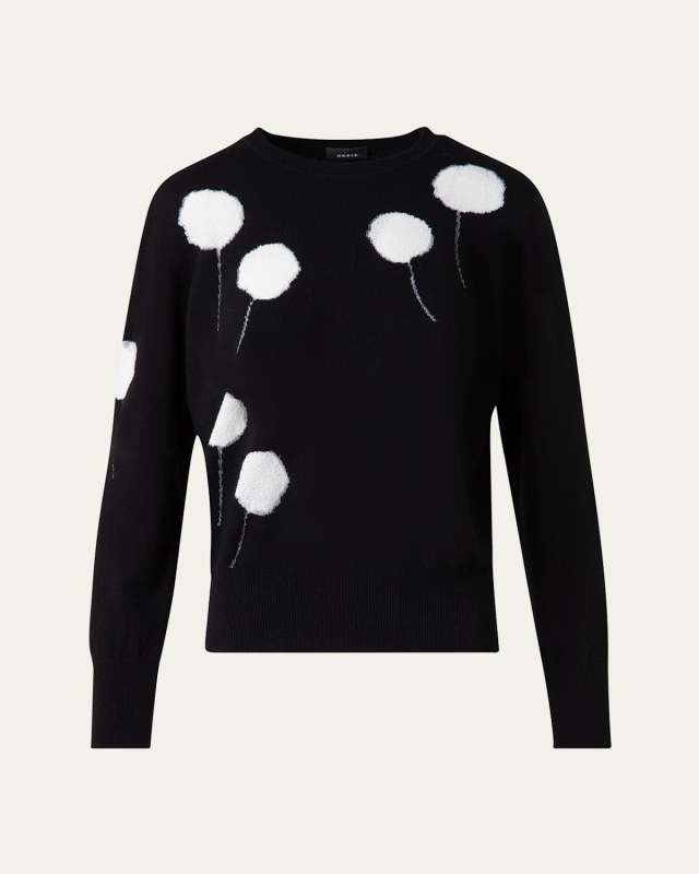 Windflower Cashmere-Cotton Crewneck Sweater